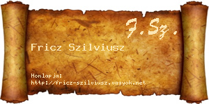 Fricz Szilviusz névjegykártya